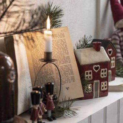 Ib Laursen - Hus til fyrfadslys - Stillenat Hjerte 4 Vinduer Front Rød