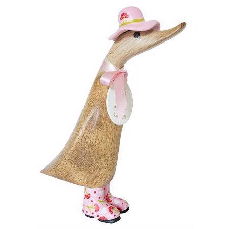 Billede af DCUK - And med lyserøde gummistøvler, hat og sløjfe - Natur - 22 cm